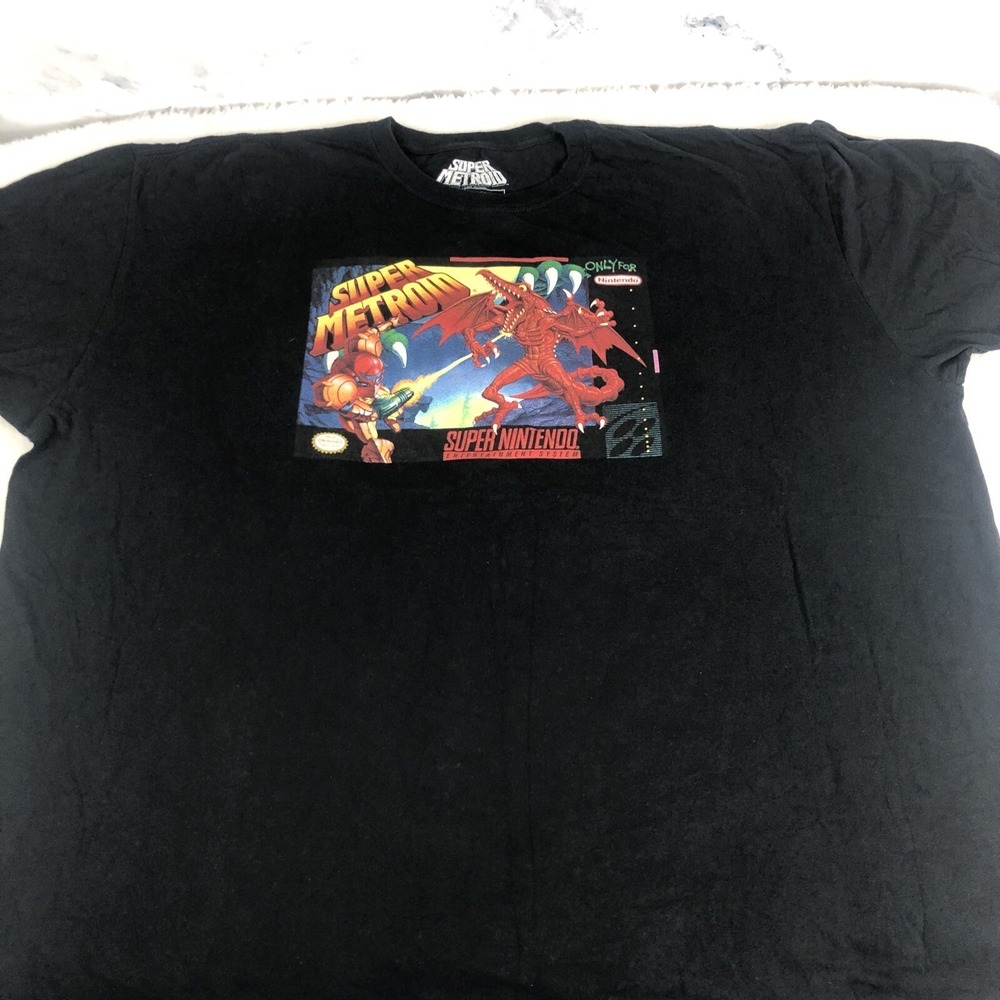 Super Metroid Mens Shirt 4X Black Graphic 90s Gaming